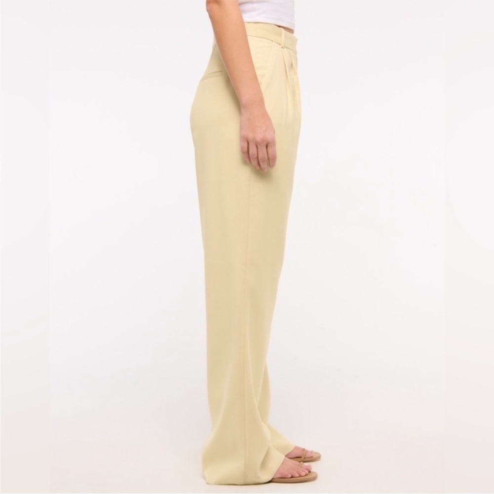 ABERCROMBIE sloane tailored wide leg pant high rise butter yellow size 32 - Picture 3 of 12